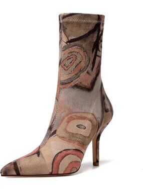 Women's Brown Heels Ankle Boots Pointy Toe Stiletto Heels Stretchy Sock Booties